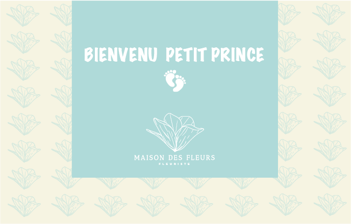 carte maison des fleurs bleu, naissance garçon